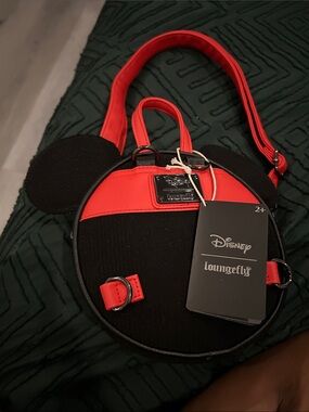 Loungefly Black & Red Mickey Ear Round Crossbody Bag